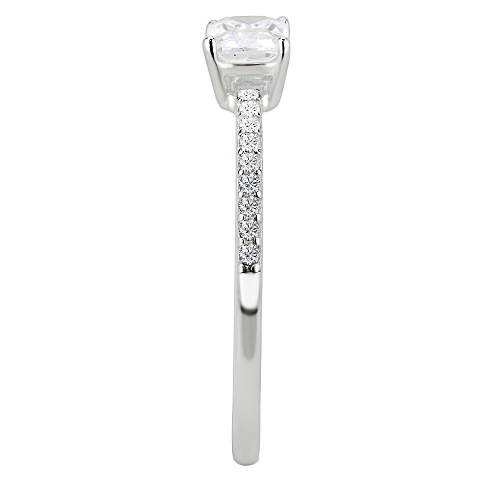 The Radiant Stream Ring – Oblong Radiant-Cut CZ with Clear Stone-Set Band in Polished Stainless Steel Lysandra Luxe