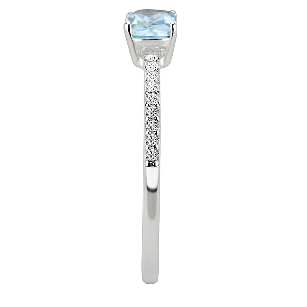 The Ocean Wink Ring – Rotated Radiant-Cut Blue CZ with Pavé Band in Polished Stainless Steel Lysandra Luxe