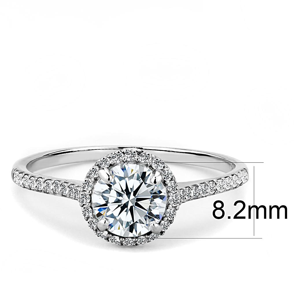 Radiant Halo Ring – Round Clear CZ with Halo in High-Polish Stainless Steel Lysandra Luxe