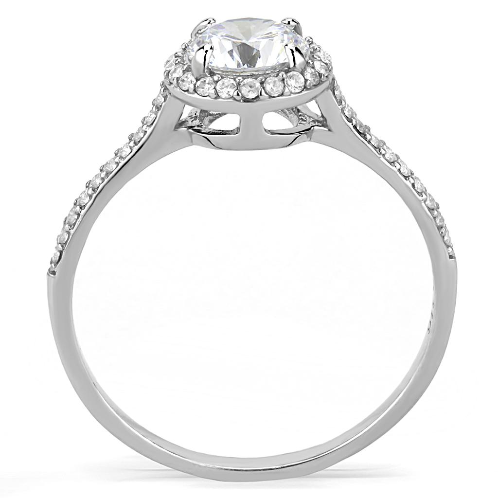 Radiant Halo Ring – Round Clear CZ with Halo in High-Polish Stainless Steel Lysandra Luxe