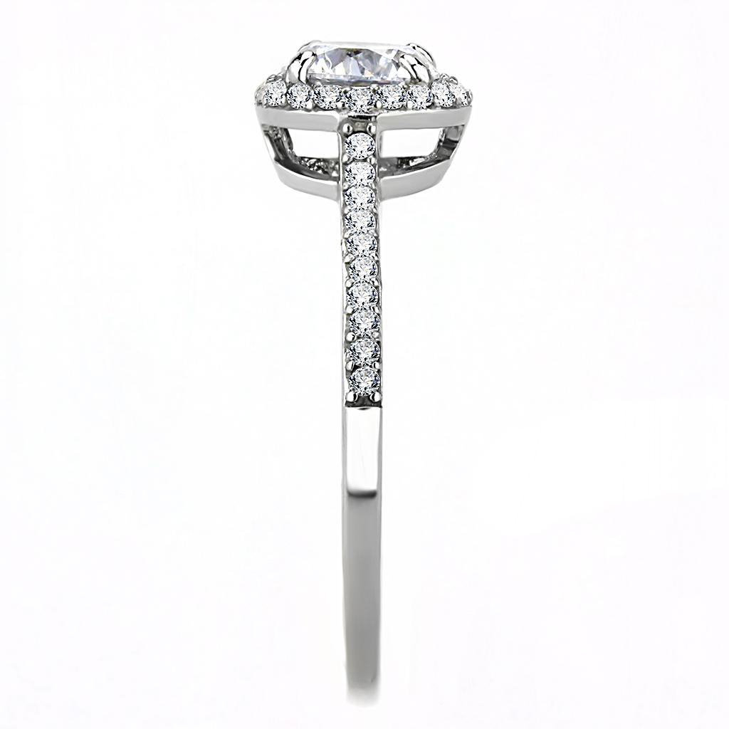 Radiant Halo Ring – Round Clear CZ with Halo in High-Polish Stainless Steel Lysandra Luxe
