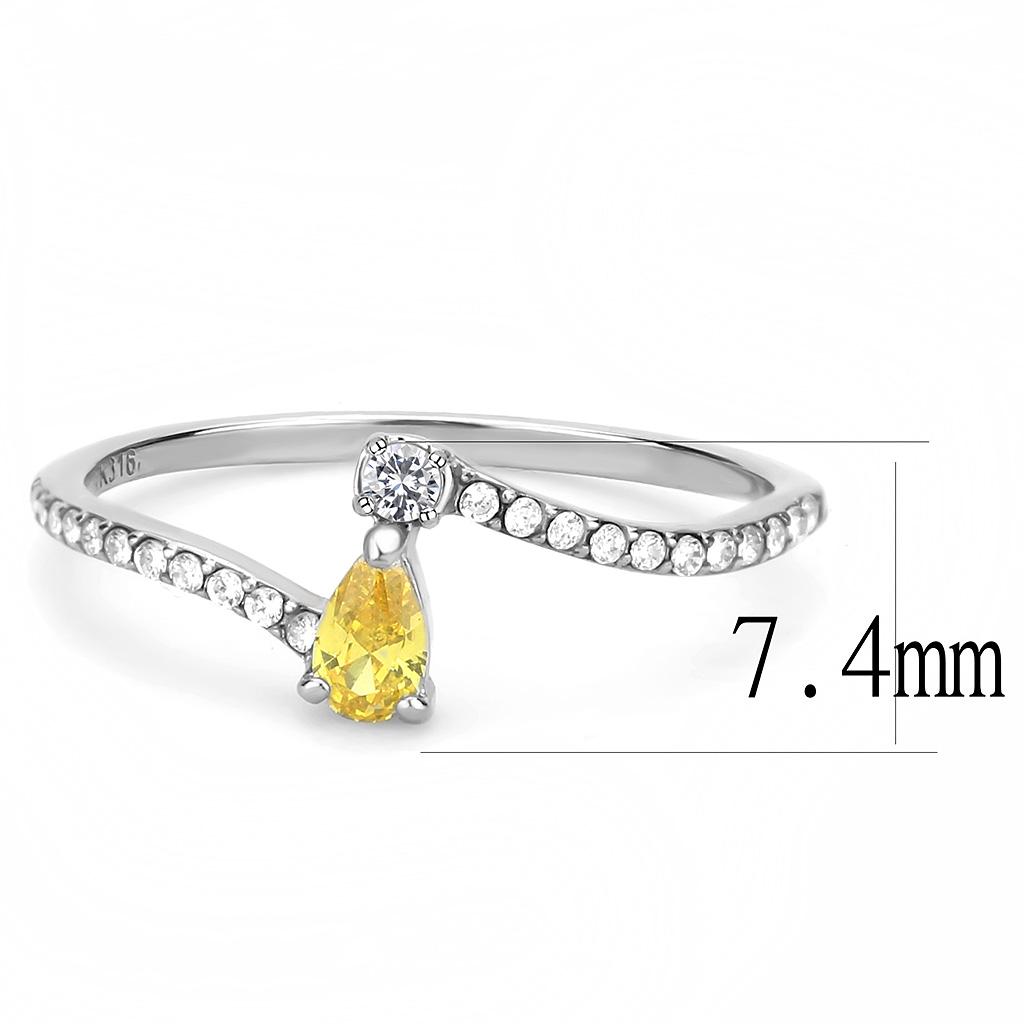 The Sunlit Duet – Pear‑Shaped Yellow Topaz & Clear CZ Ring with Pavé Band (Stainless Steel) Lysandra Luxe