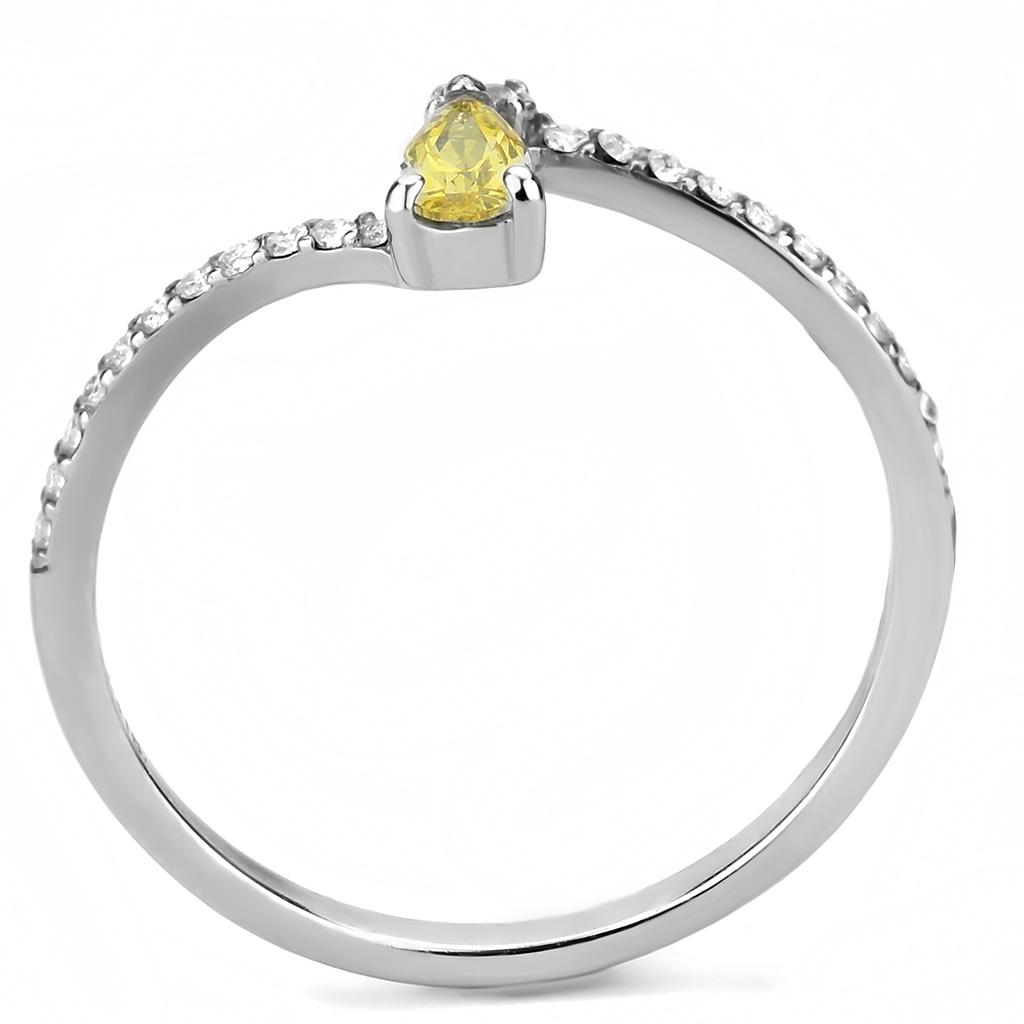 The Sunlit Duet – Pear‑Shaped Yellow Topaz & Clear CZ Ring with Pavé Band (Stainless Steel) Lysandra Luxe
