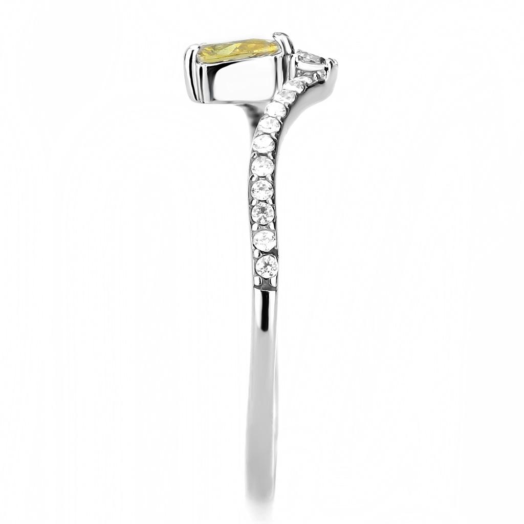 The Sunlit Duet – Pear‑Shaped Yellow Topaz & Clear CZ Ring with Pavé Band (Stainless Steel) Lysandra Luxe