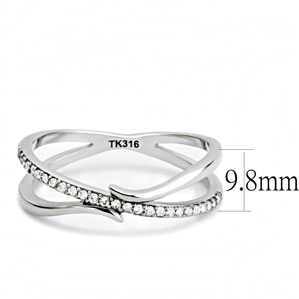 The Radiant Flare Ring – Clear CZ Center with Flared Accent Bands in Polished Stainless Steel Lysandra Luxe