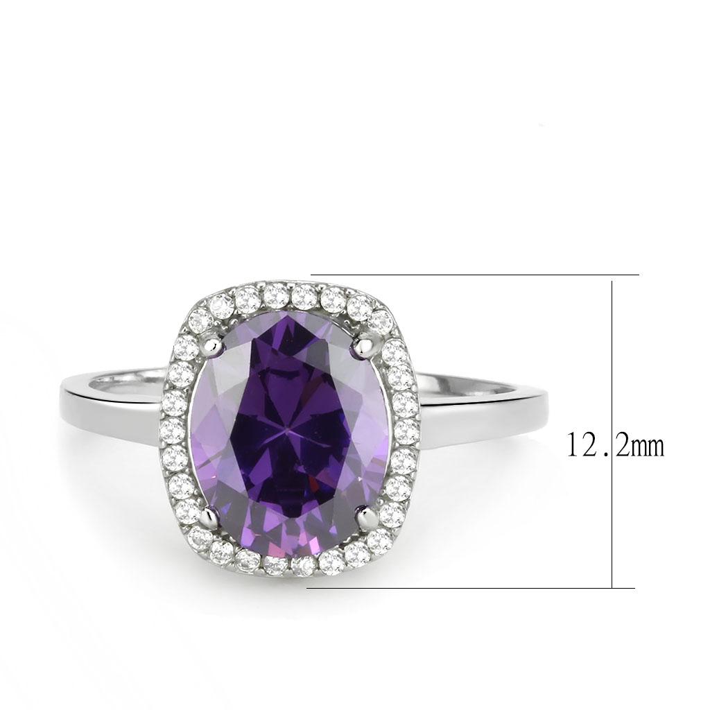 Oval Cut Amethyst Halo Ring – Stainless Steel with Clear Cubic Zirconia Accents Lysandra Luxe