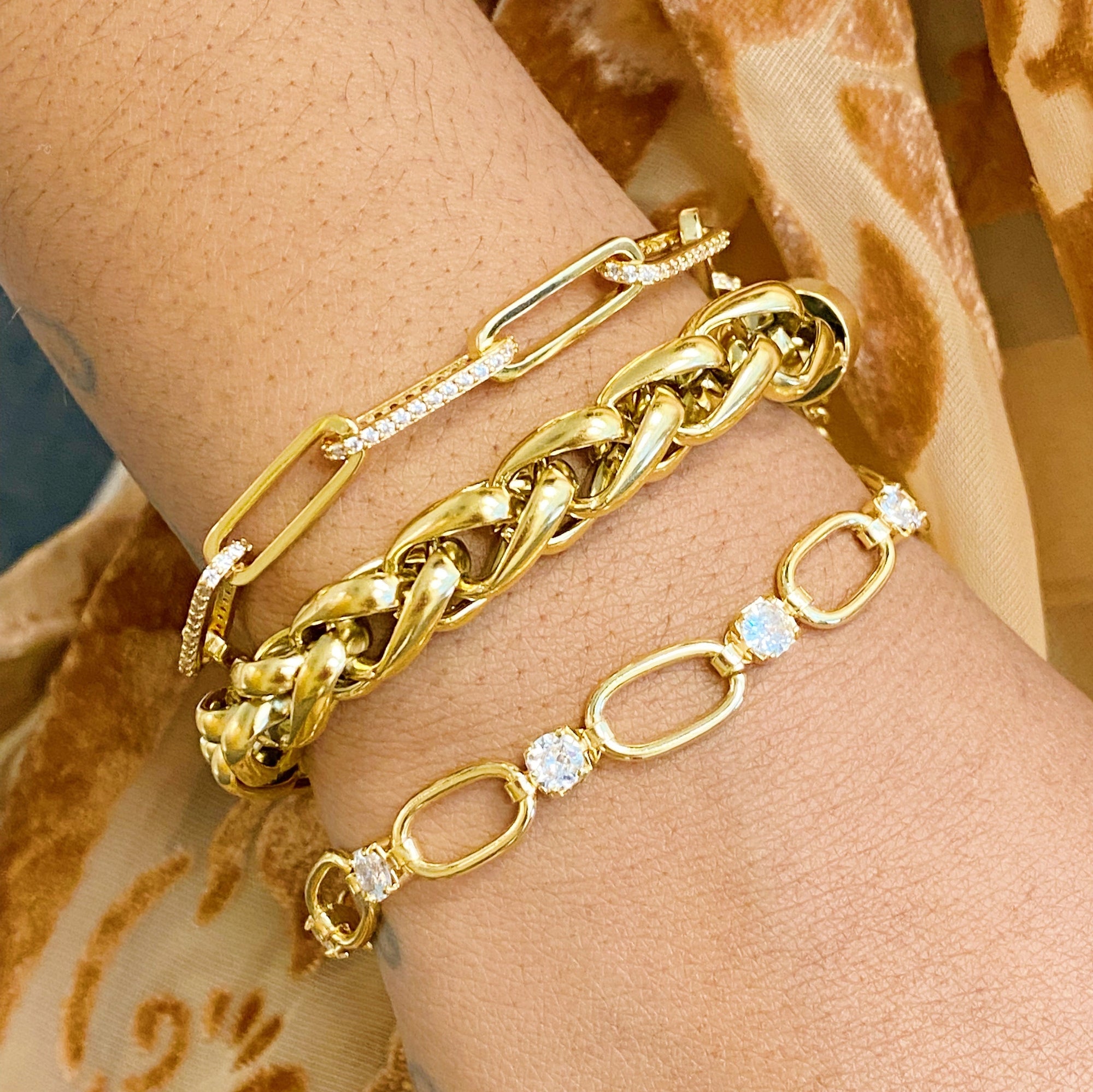 Alternating Shine Link Bracelet – Gold Plated Cubic Zirconia Chain Lysandra Luxe