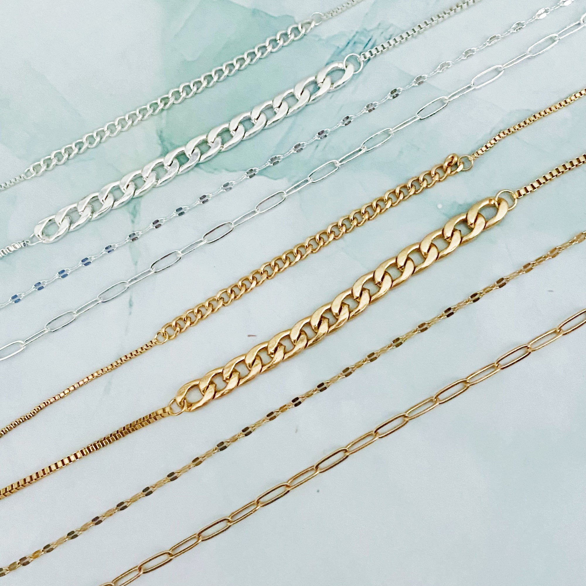 Brooklyn Four Chains Layered Necklace – Gold or Silver Multi-Chain Statement Necklace for Women