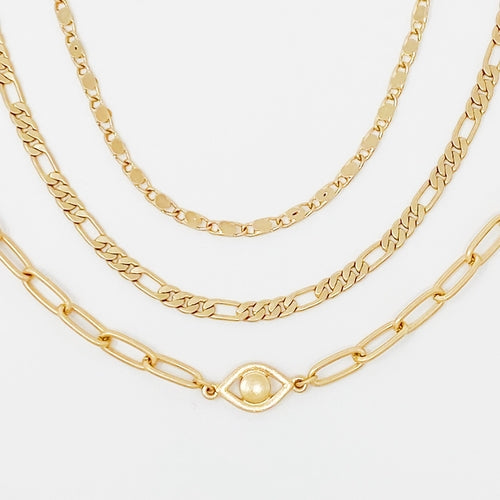 Savannah Layered Chain Anklet Set – 3-Piece Gold Toned Anklets