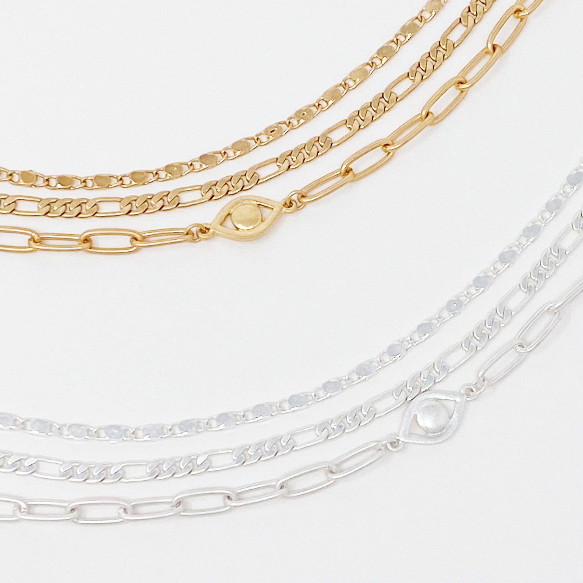 Savannah Layered Chain Anklet Set – 3-Piece Gold Toned Anklets