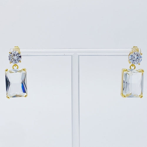 Regal Radiant & Round CZ Drop Earrings – Gold Plated Statement Jewelry Lysandra Luxe