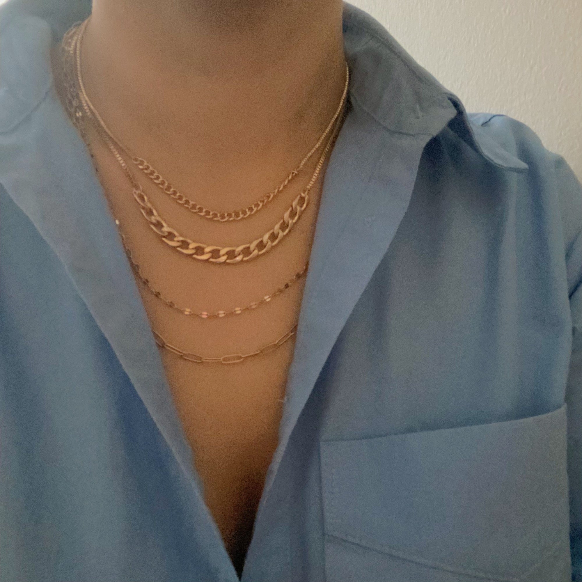Brooklyn Four Chains Layered Necklace – Gold or Silver Multi-Chain Statement Necklace for Women