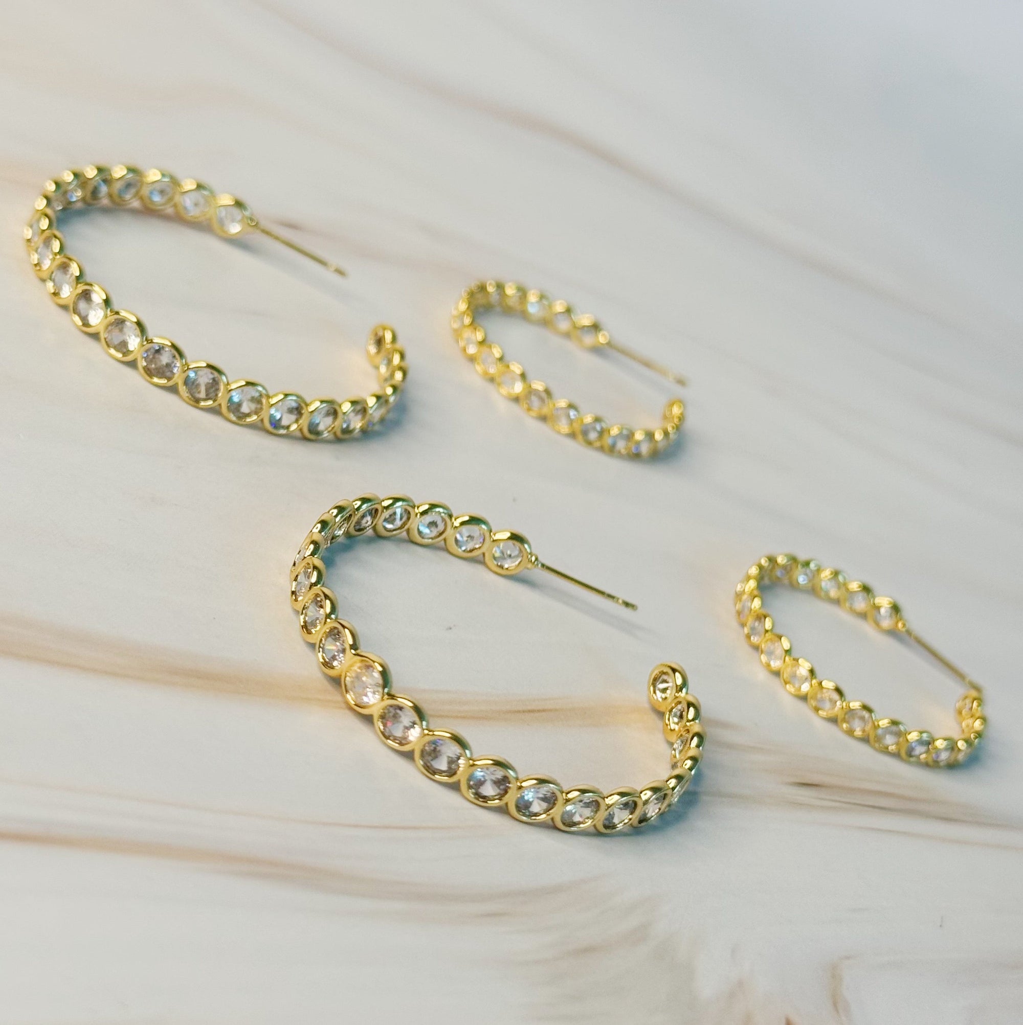 Aurora Bezel-Set Crystal Hoop Earrings – Statement & Classic Sizes Lysandra Luxe