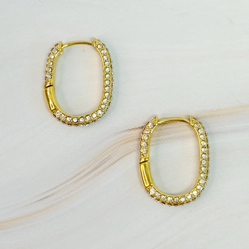 Aurelia Pave Oval Hoop Earrings – Gold Plated Sparkling Hoops Lysandra Luxe