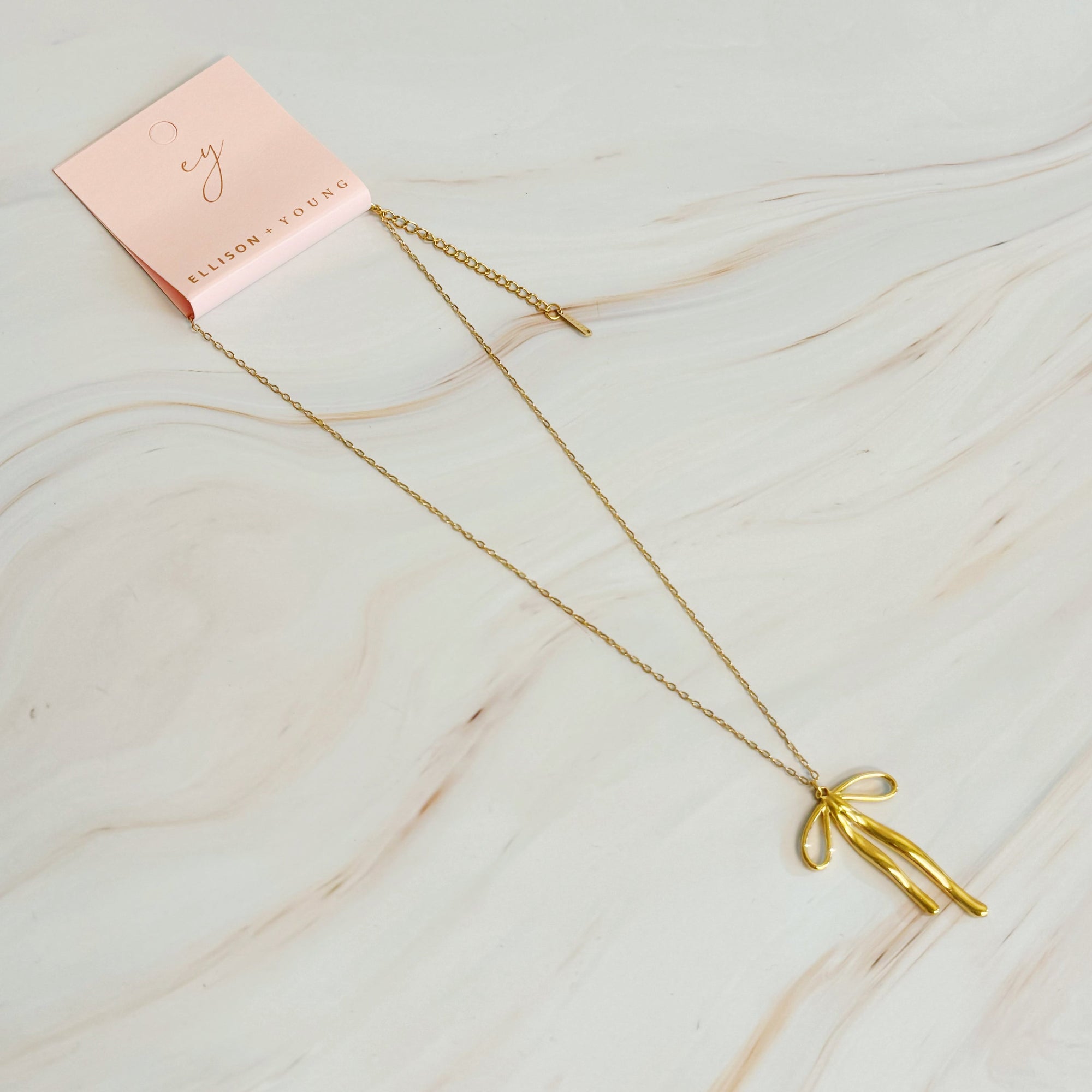 Gold Bow Pendant Necklace – 18K Gold Plated Stainless Steel Necklace for Women