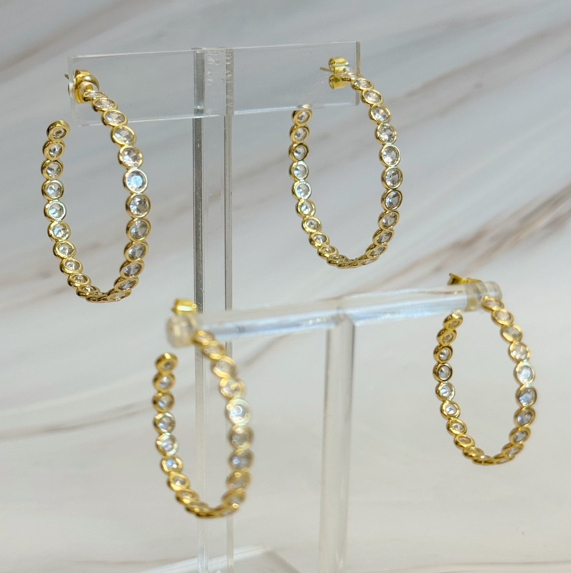 Aurora Bezel-Set Crystal Hoop Earrings – Statement & Classic Sizes Lysandra Luxe