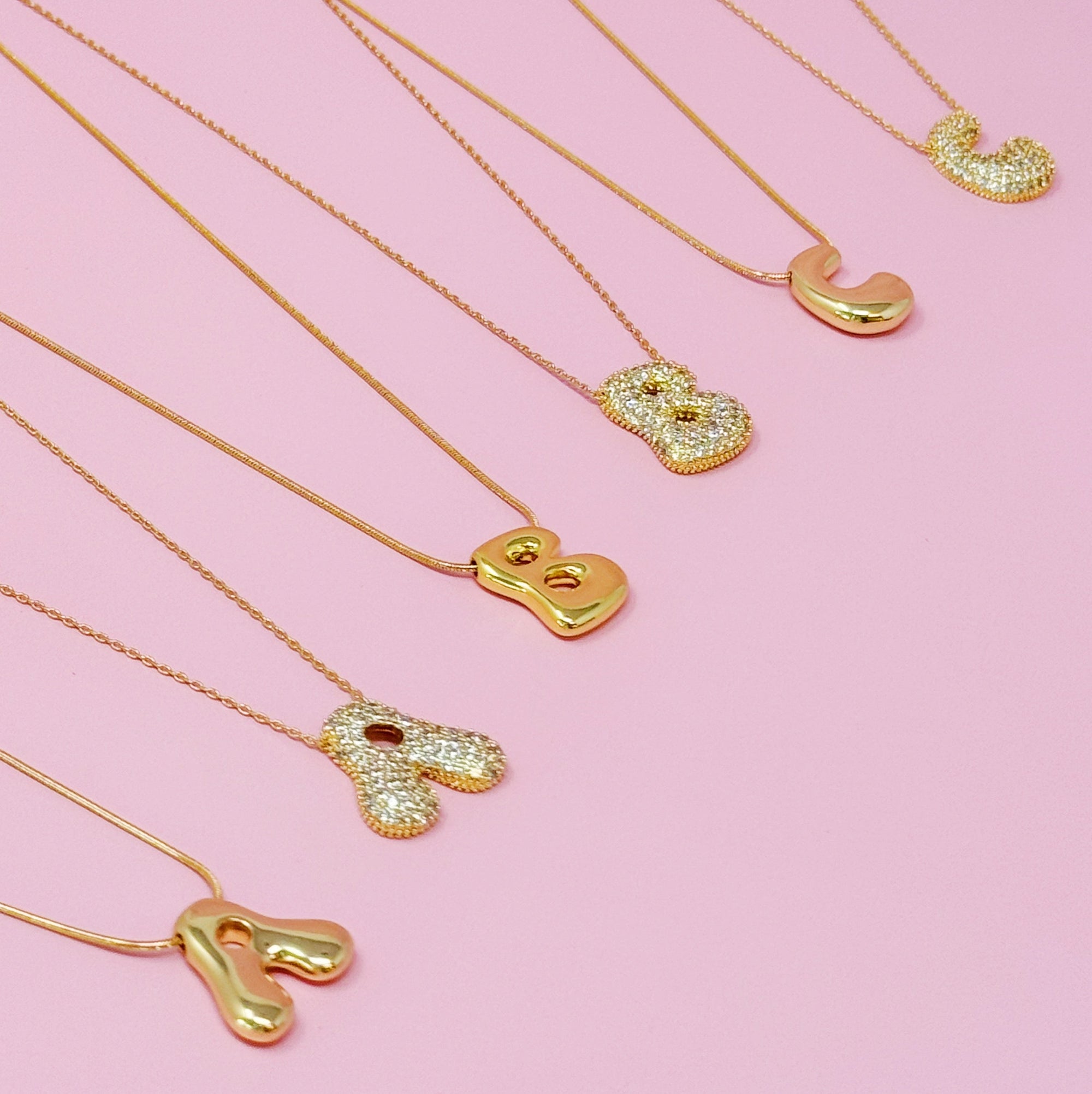 Crystal Bubble Initial Necklace – Personalized Puffy Letter Pendant with Sparkling Crystals Lysandra Luxe