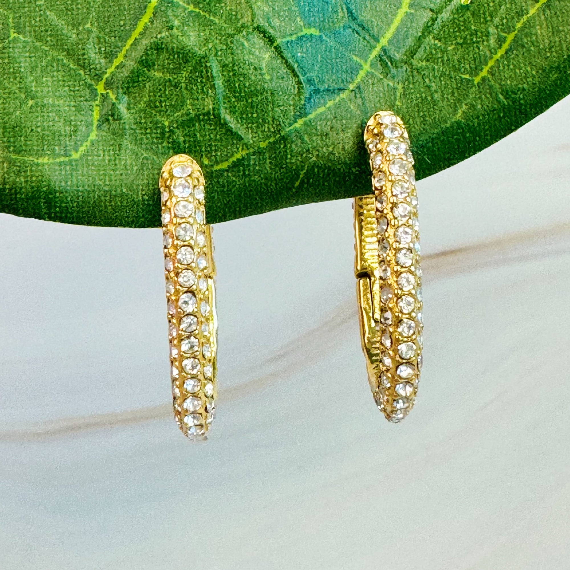 Aurelia Pave Oval Hoop Earrings – Gold Plated Sparkling Hoops Lysandra Luxe