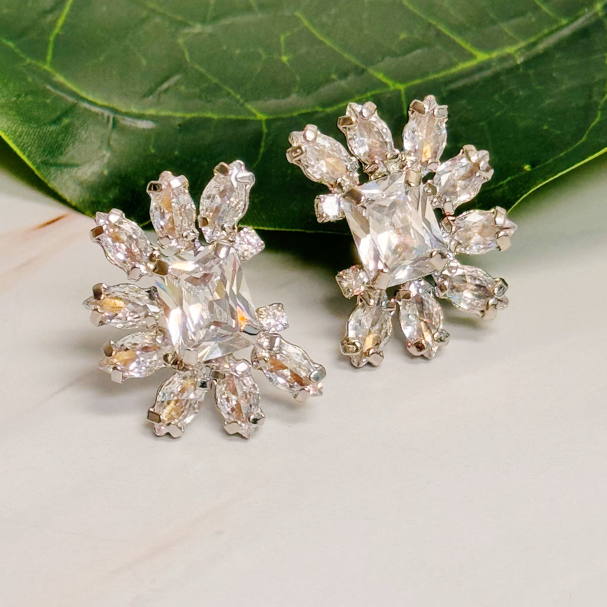 Glamour Glow Crystal Stud Earrings – Rhodium-Plated Statement Earrings for Women Lysandra Luxe