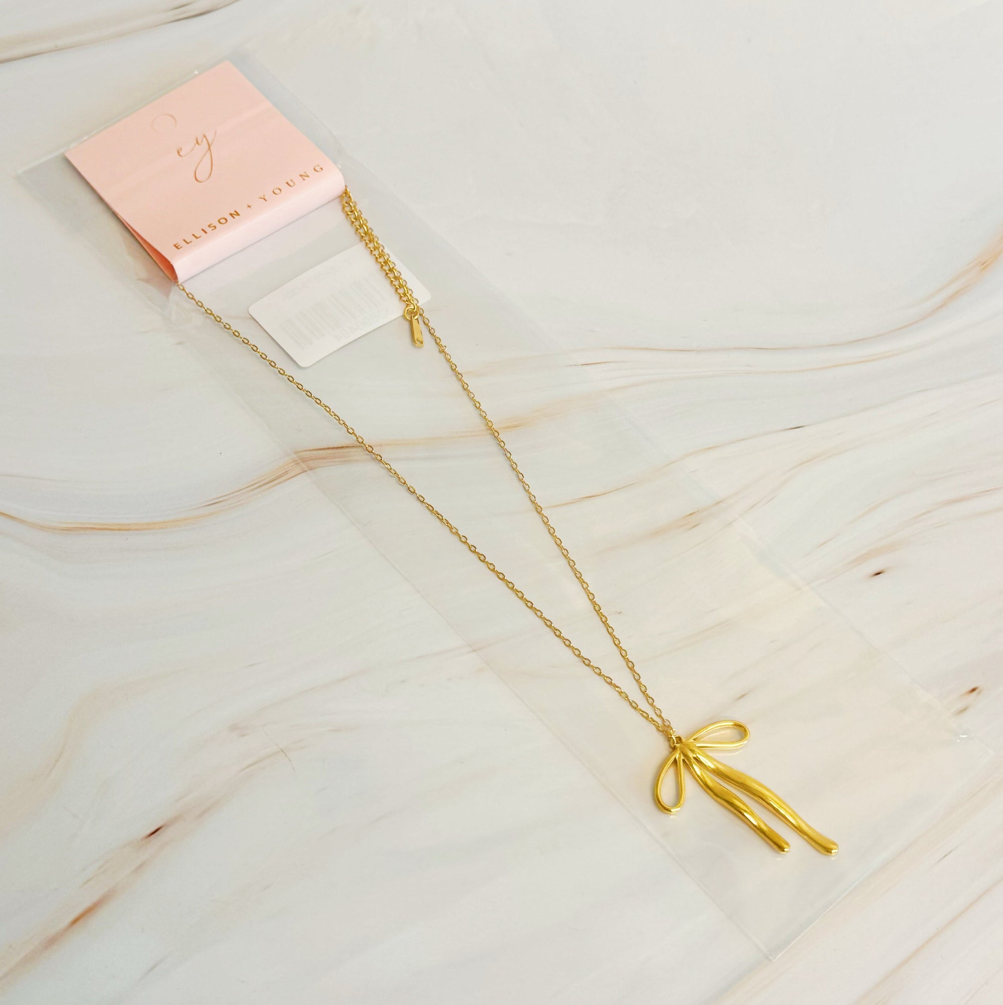 Gold Bow Pendant Necklace – 18K Gold Plated Stainless Steel Necklace for Women