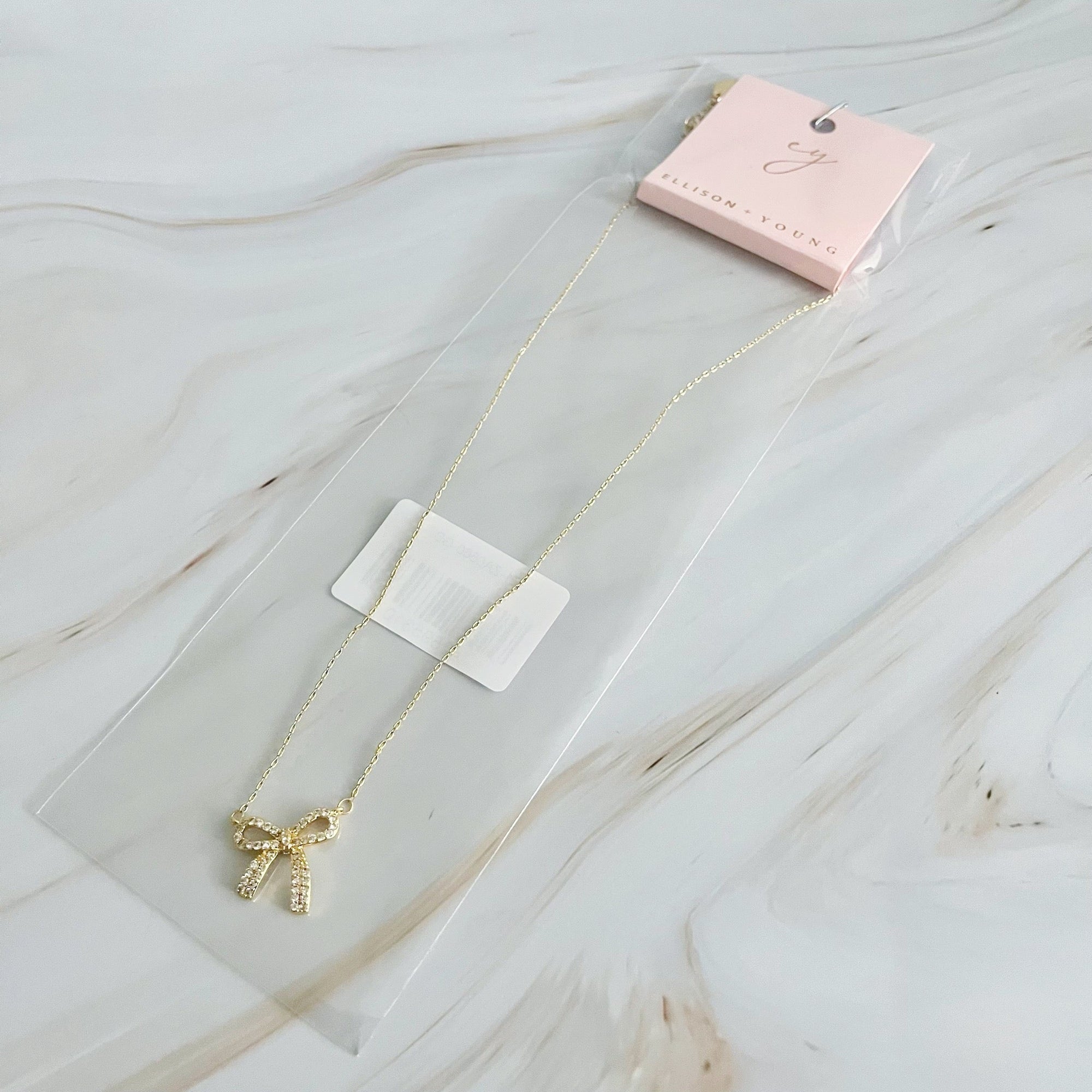 Simply Shine Bow Necklace – 18K Gold Plated Dainty Necklace with Cubic Zirconia Bow Charm