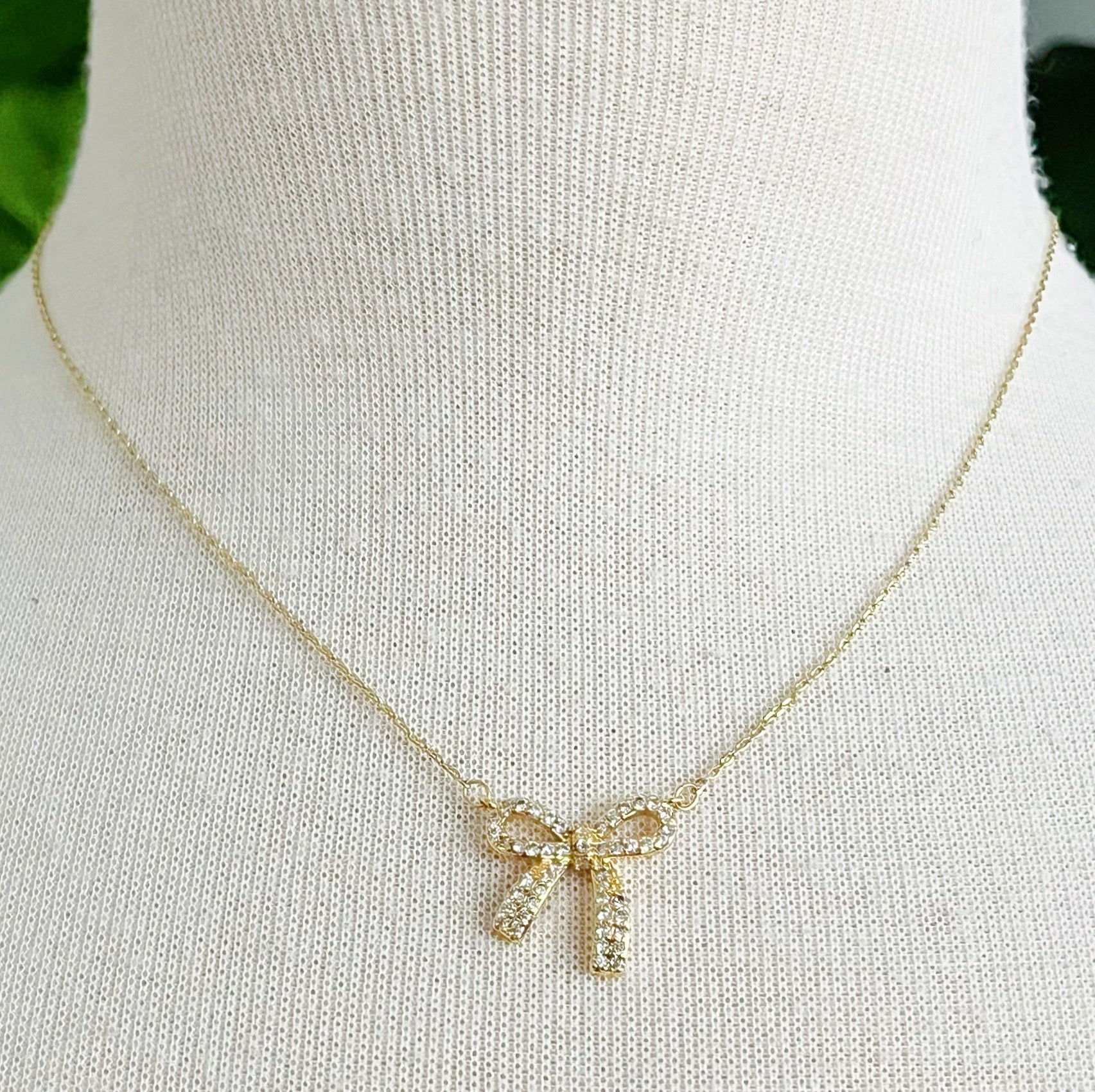 Simply Shine Bow Necklace – 18K Gold Plated Dainty Necklace with Cubic Zirconia Bow Charm