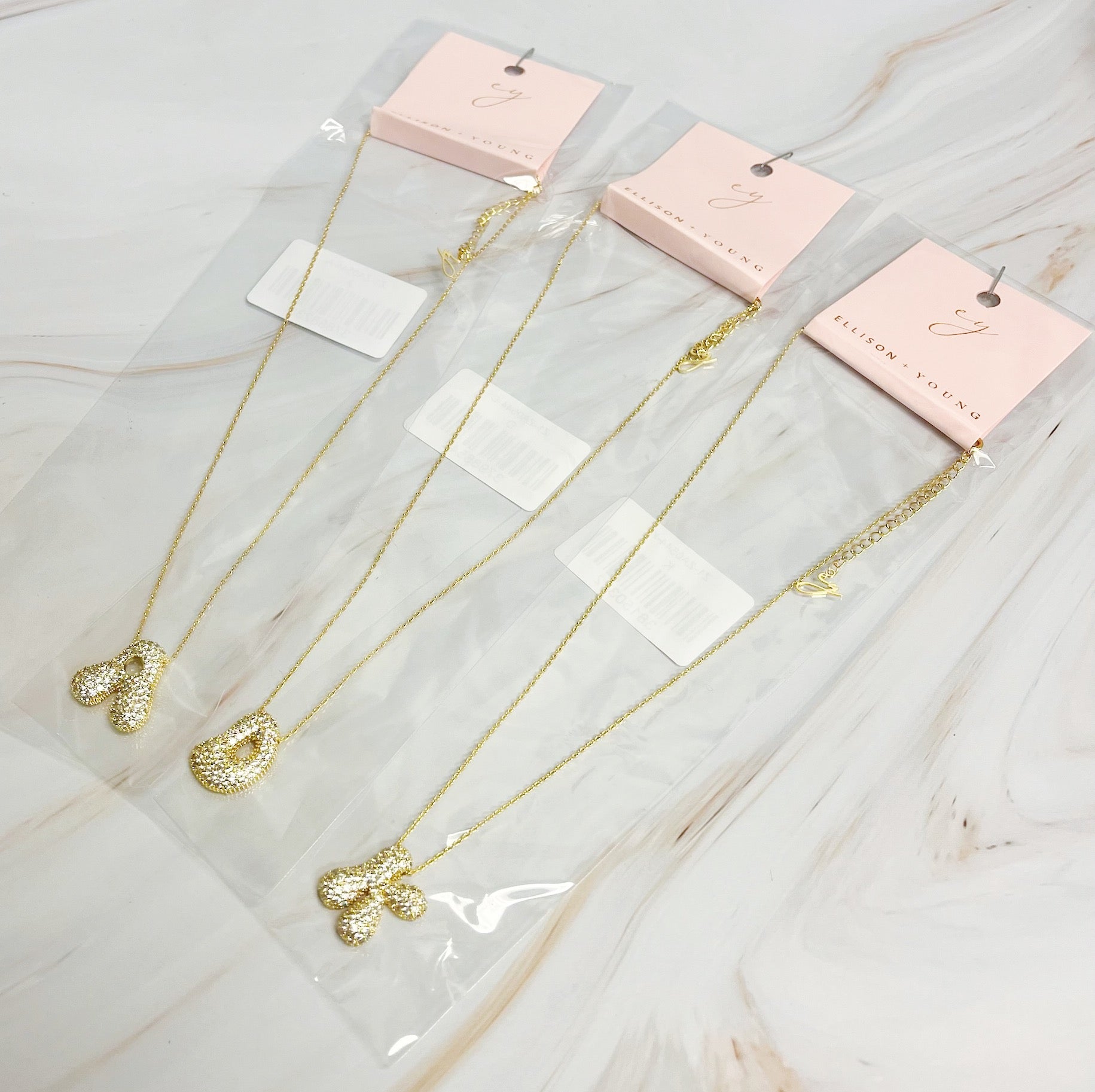 Crystal Bubble Initial Necklace – Personalized Puffy Letter Pendant with Sparkling Crystals Lysandra Luxe