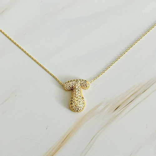 Crystal Bubble Initial Necklace – Personalized Puffy Letter Pendant with Sparkling Crystals Lysandra Luxe