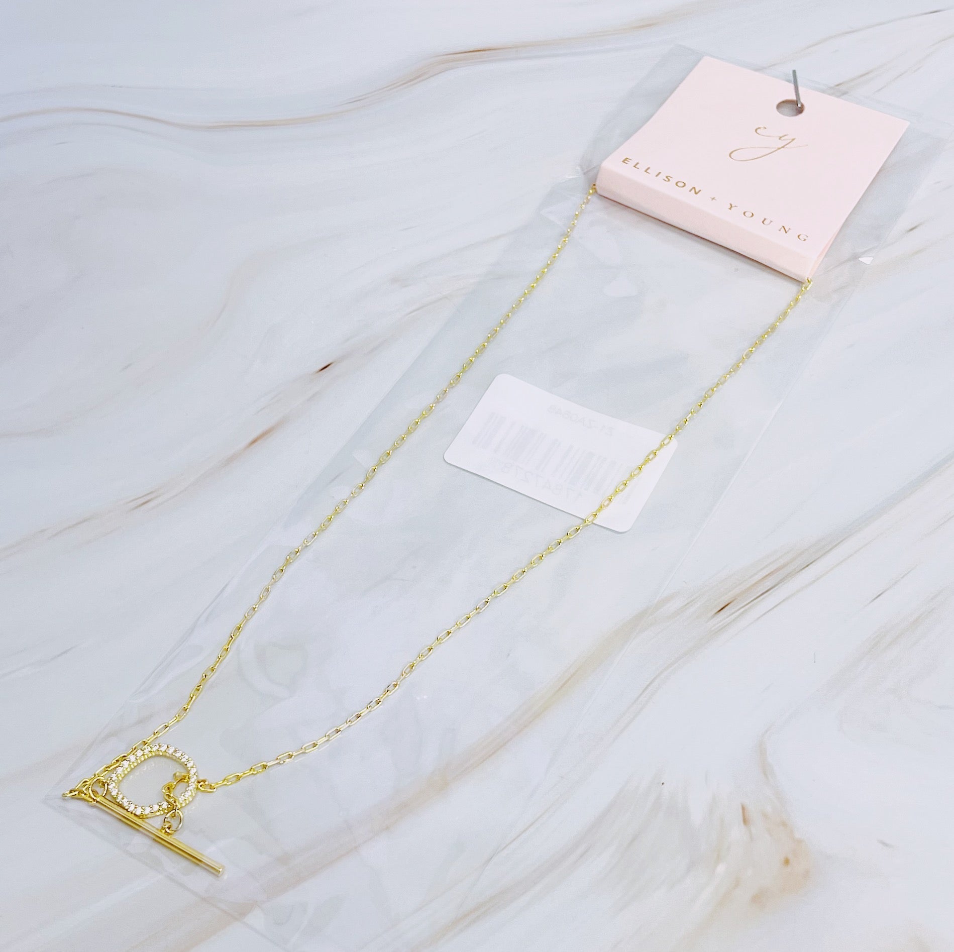 Dainty Toggle Necklace – 18K Gold Plated Necklace with Cubic Zirconia Accent