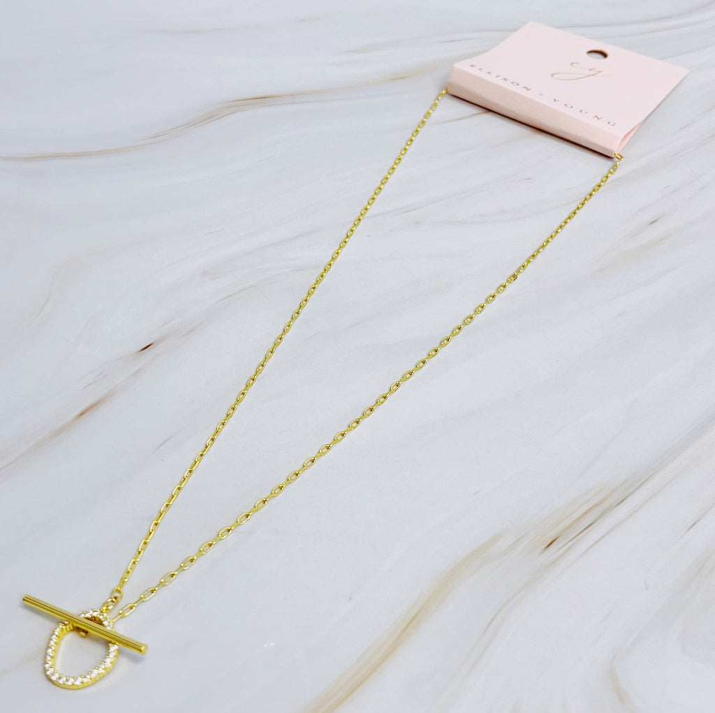 Dainty Toggle Necklace – 18K Gold Plated Necklace with Cubic Zirconia Accent Lysandra Luxe