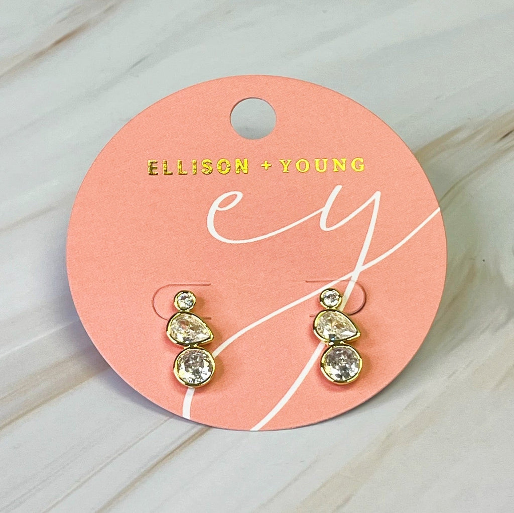 Bezel Set Shine Earrings – 18k Gold Plated Minimalist Stud Earrings for Women | Elegant Gold Earrings with Sparkling Bezel-Set Stones Lysandra Luxe