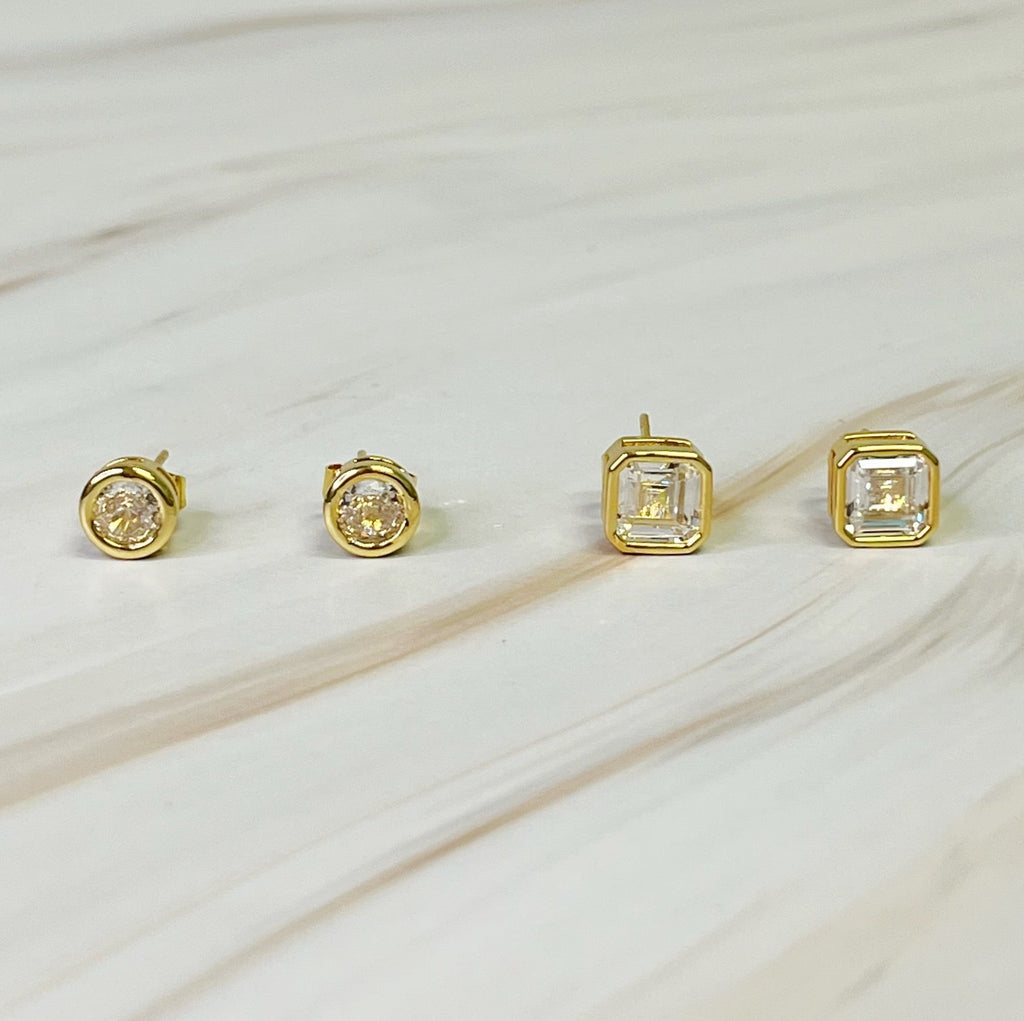 Bella Bezel Stud Earrings Set – Gold Bezel Stud Earrings for Women | Minimalist Everyday Jewelry Lysandra Luxe