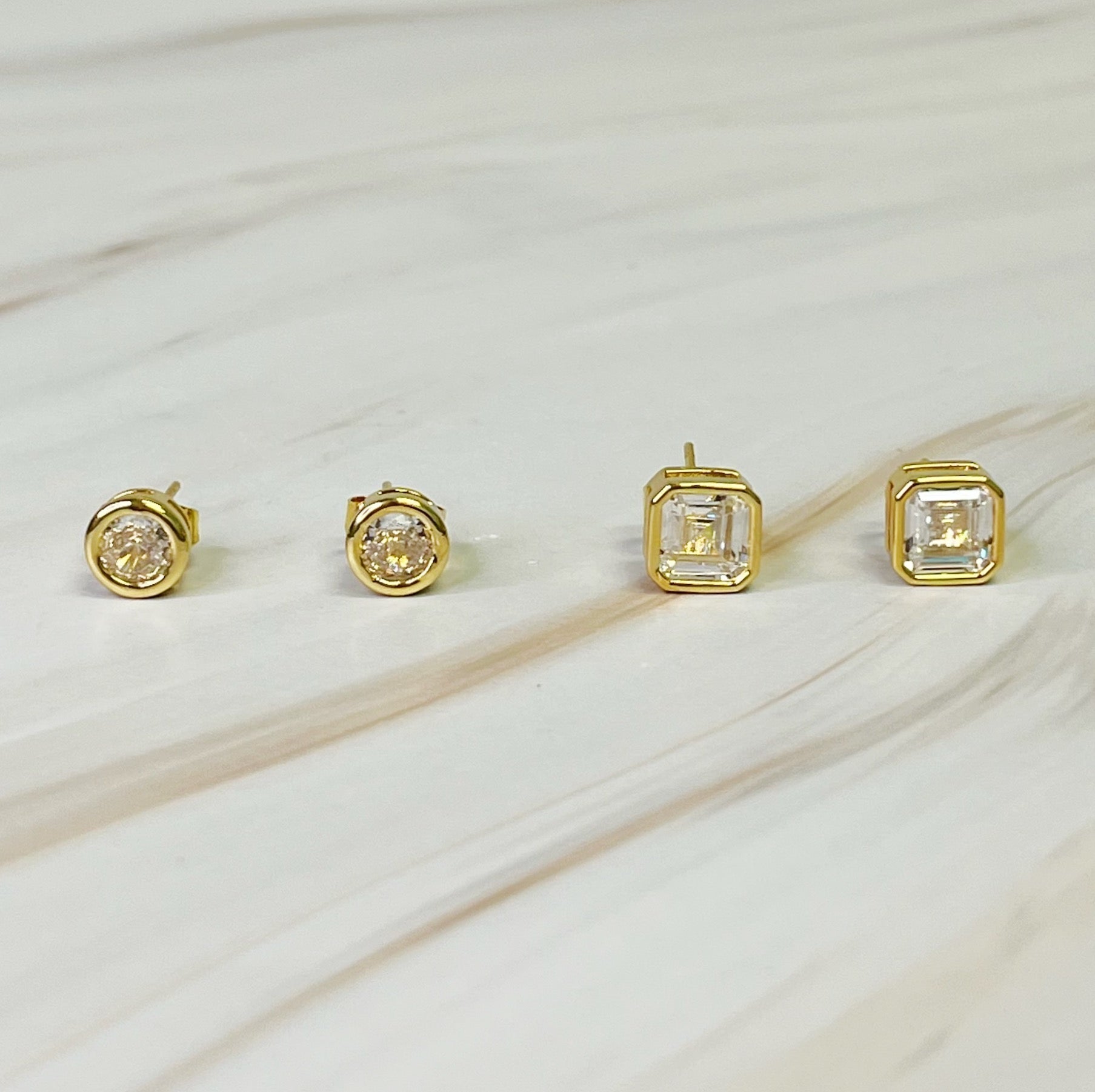 Bella Bezel Stud Earrings Set – Gold Bezel Stud Earrings for Women | Minimalist Everyday Jewelry Lysandra Luxe