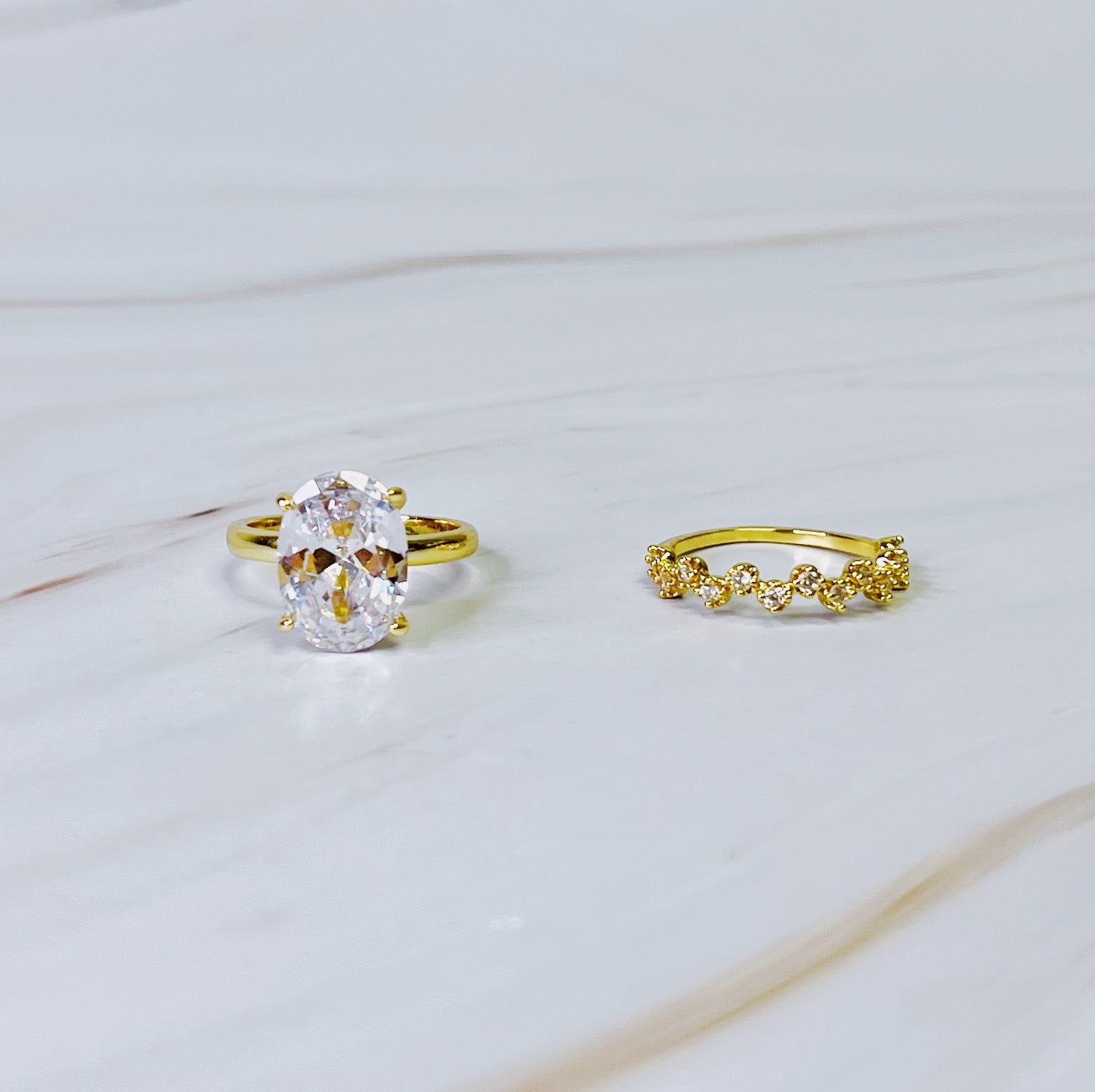 Oval Cut Solitaire Engagement Ring & Matching Wedding Band Set – 18K Gold Plated Women’s Jewelry - Size 7 Lysandra Luxe