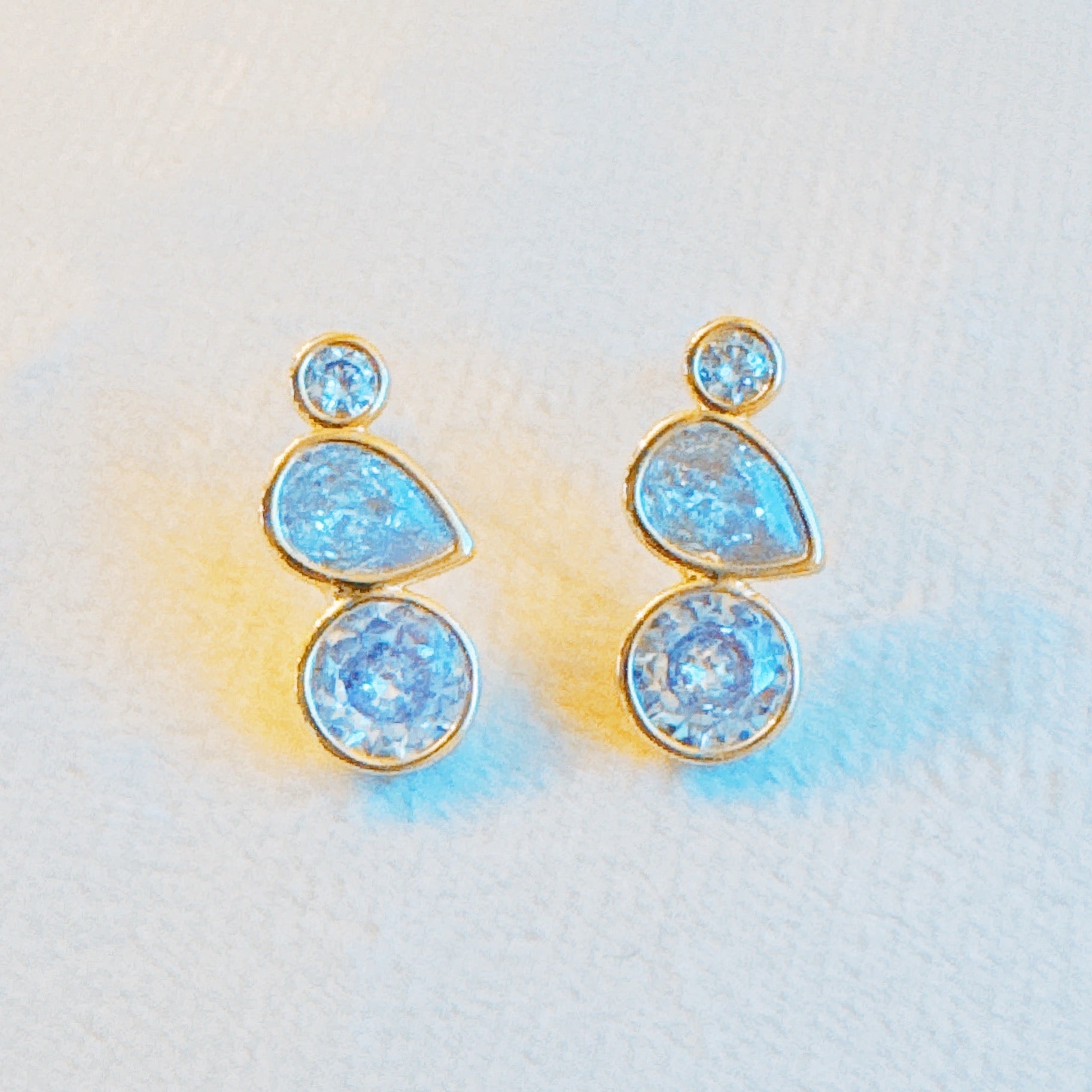 Bezel Set Shine Earrings – 18k Gold Plated Minimalist Stud Earrings for Women | Elegant Gold Earrings with Sparkling Bezel-Set Stones Lysandra Luxe