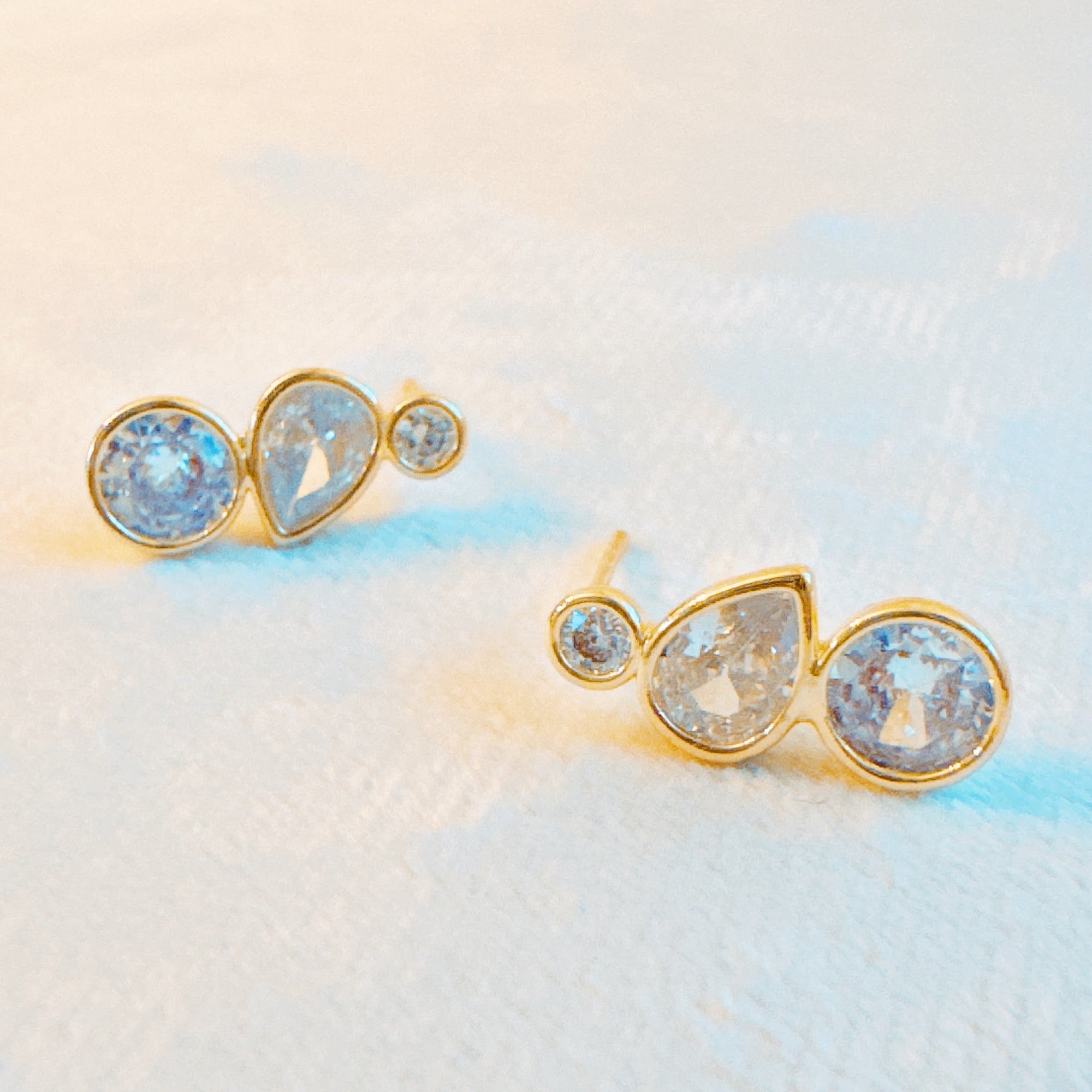 Bezel Set Shine Earrings – 18k Gold Plated Minimalist Stud Earrings for Women | Elegant Gold Earrings with Sparkling Bezel-Set Stones Lysandra Luxe