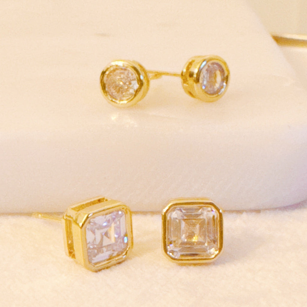Bella Bezel Stud Earrings Set – Gold Bezel Stud Earrings for Women | Minimalist Everyday Jewelry Lysandra Luxe