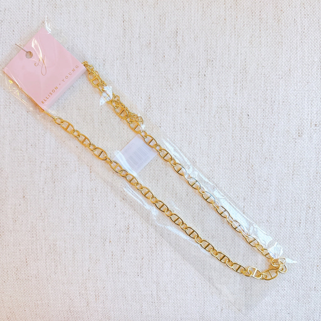 Golden Bit Linked Longer Chain Necklace – 18K Gold Plated Equestrian-Inspired Layering Necklace Lysandra Luxe