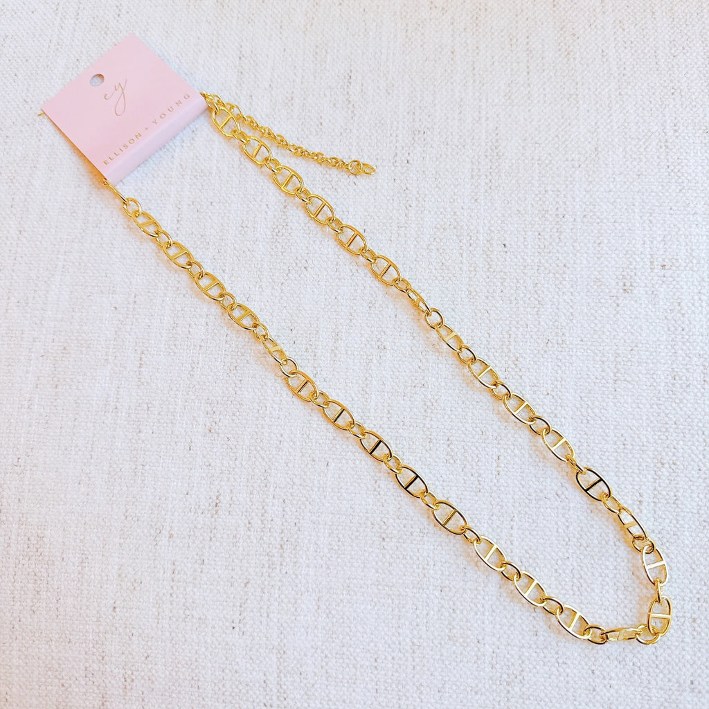 Golden Bit Linked Longer Chain Necklace – 18K Gold Plated Equestrian-Inspired Layering Necklace Lysandra Luxe