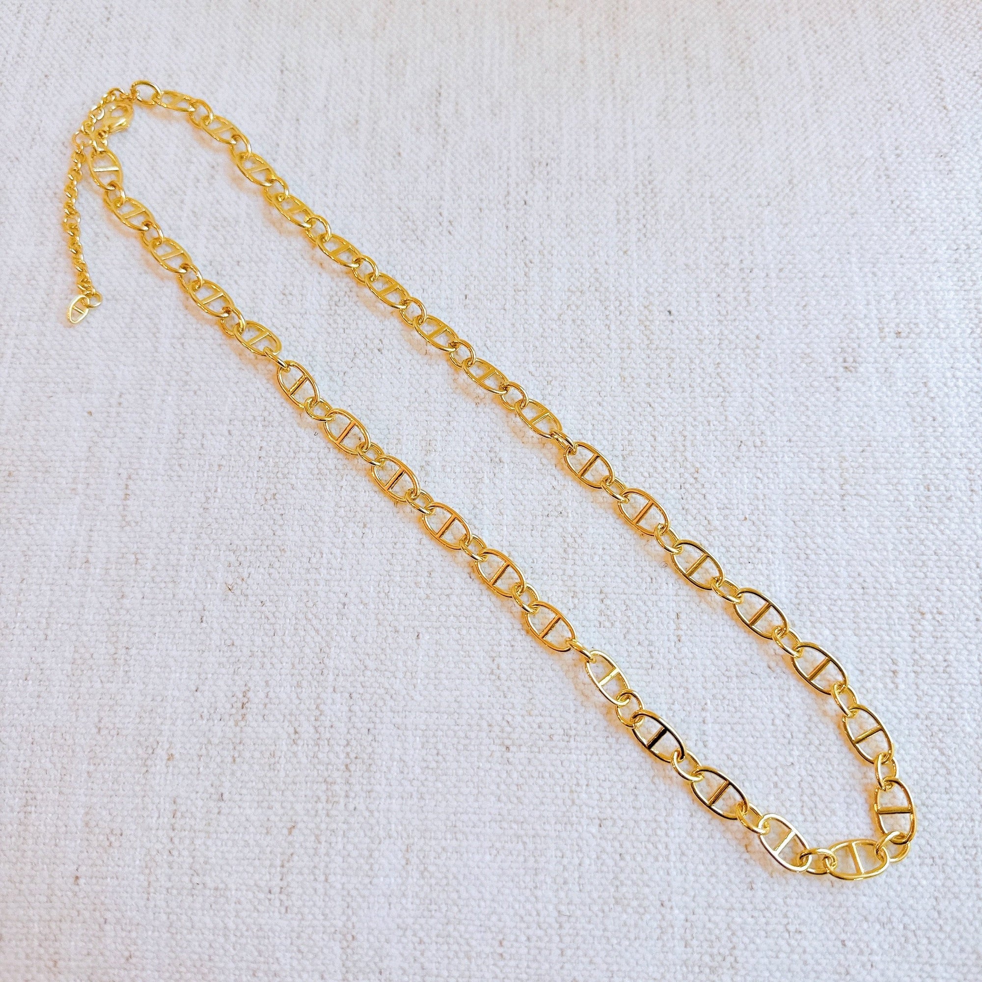 Golden Bit Linked Longer Chain Necklace – 18K Gold Plated Equestrian-Inspired Layering Necklace