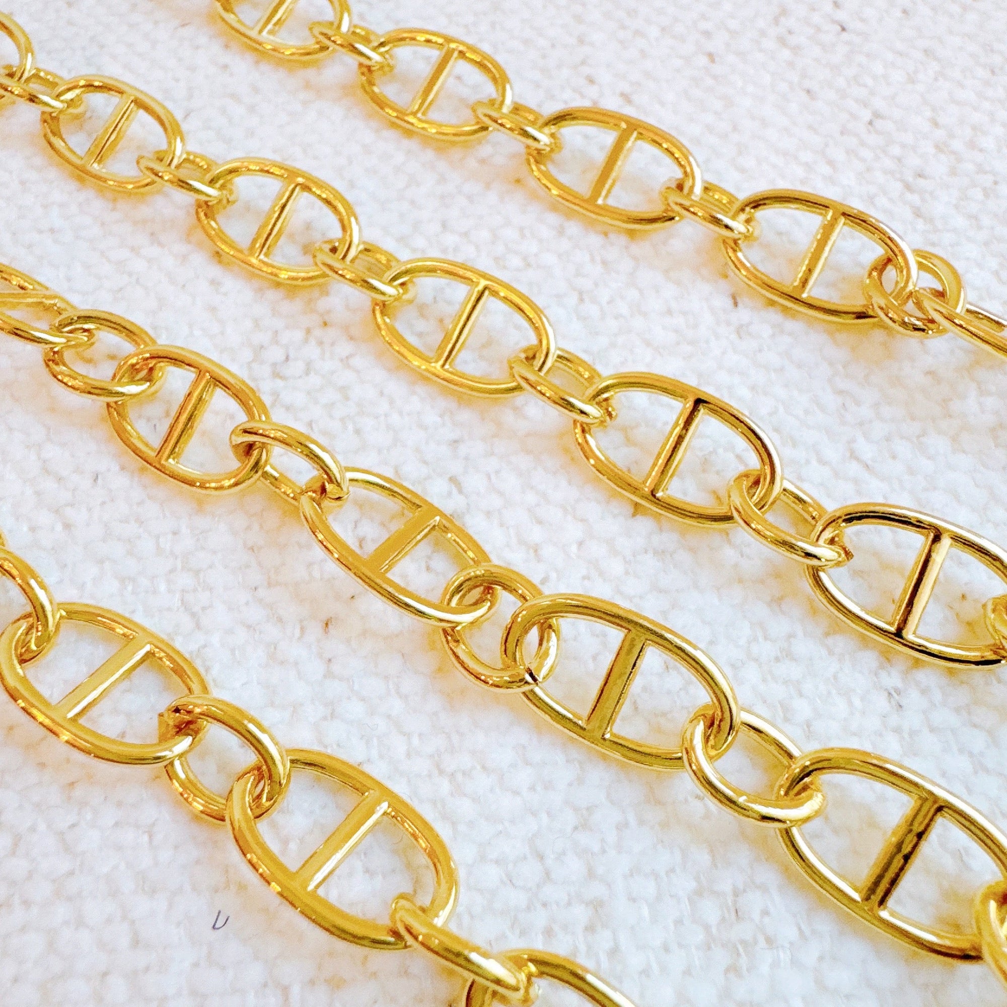 Golden Bit Linked Longer Chain Necklace – 18K Gold Plated Equestrian-Inspired Layering Necklace