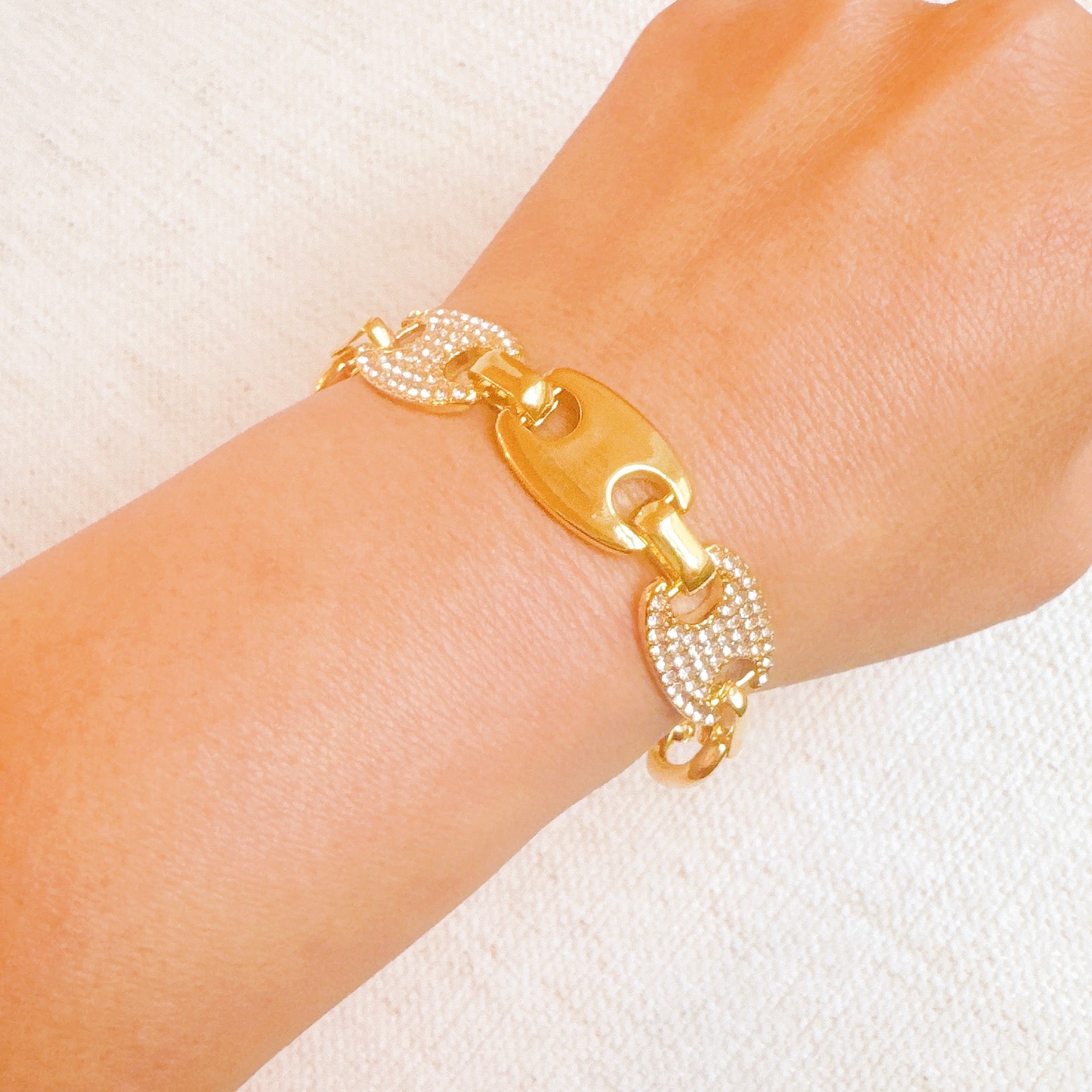 Majestic Paved Bit Bracelet – 18K Gold Plated Designer-Inspired Chain Bracelet for Women