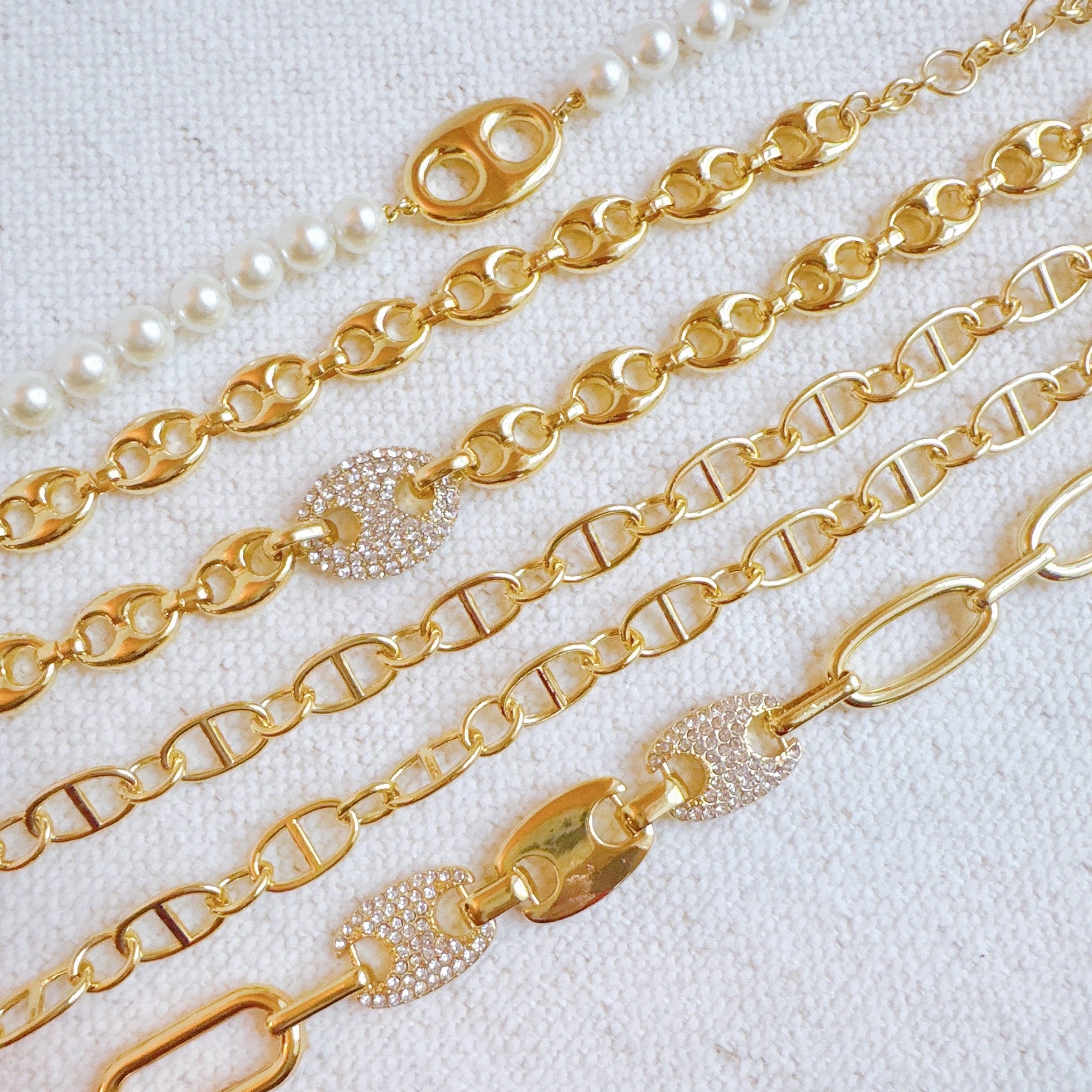 Golden Bit Linked Longer Chain Necklace – 18K Gold Plated Equestrian-Inspired Layering Necklace