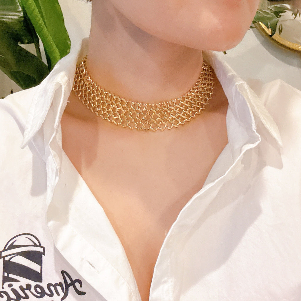 Lux Lattice Chain Necklace – 18K Gold Plated Statement Link Necklace for Women Lysandra Luxe