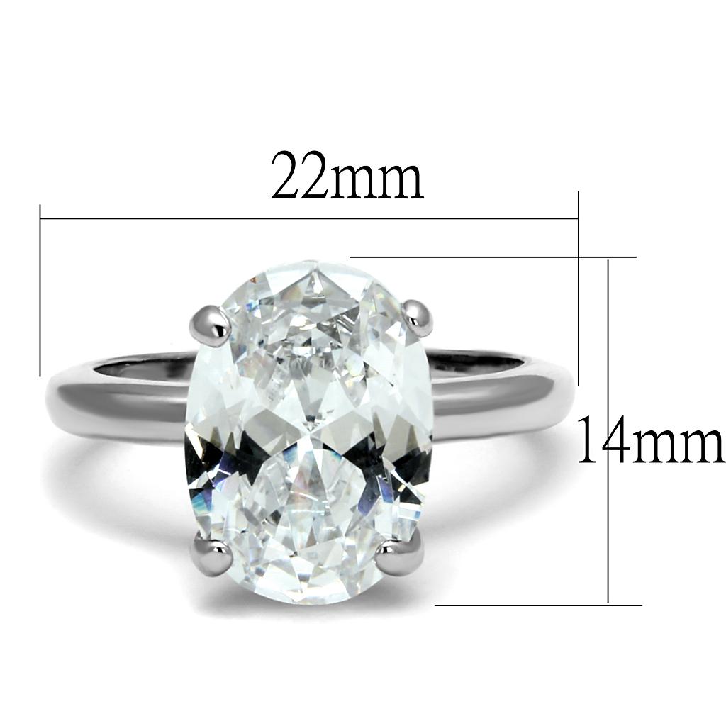 The Gleaming Oval Solitaire – Large Oval Clear CZ Ring in Polished Rhodium-Plated Sterling Silver Lysandra Luxe