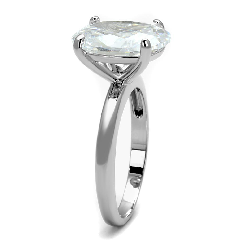 The Gleaming Oval Solitaire – Large Oval Clear CZ Ring in Polished Rhodium-Plated Sterling Silver Lysandra Luxe