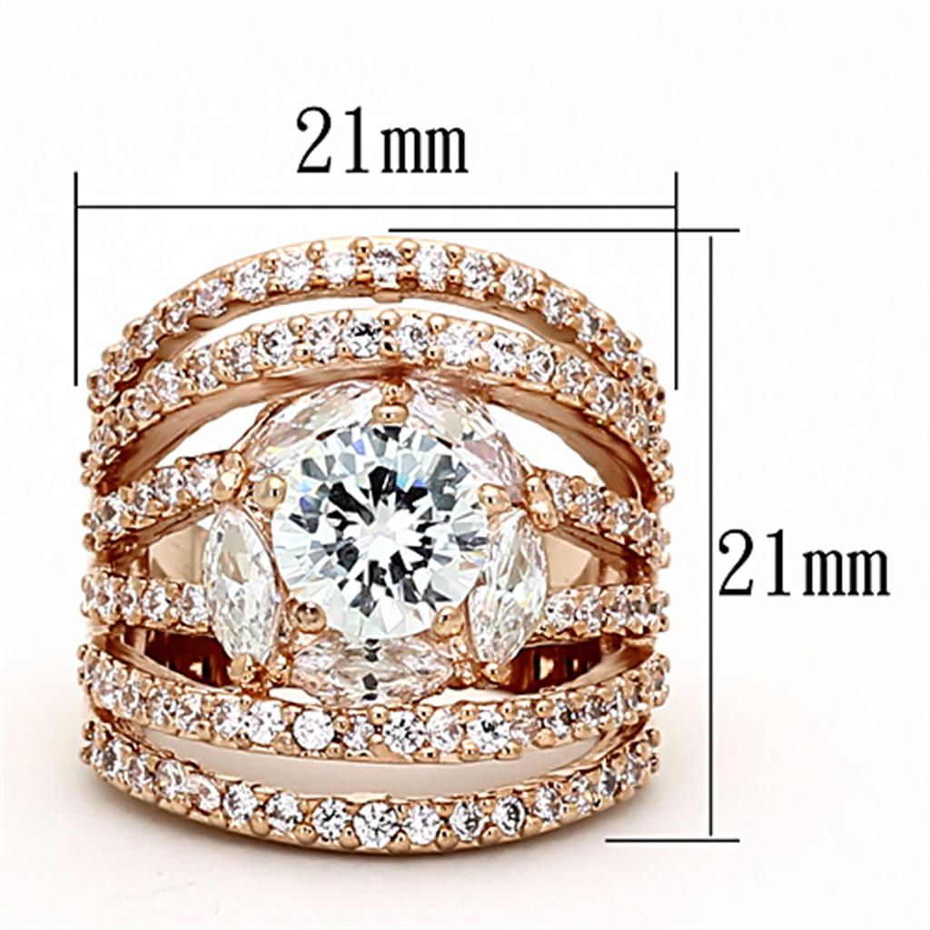 The Rose Crown Ring – Chunky Rose Gold Statement Ring with Marquise Halo & Round Center CZ Lysandra Luxe