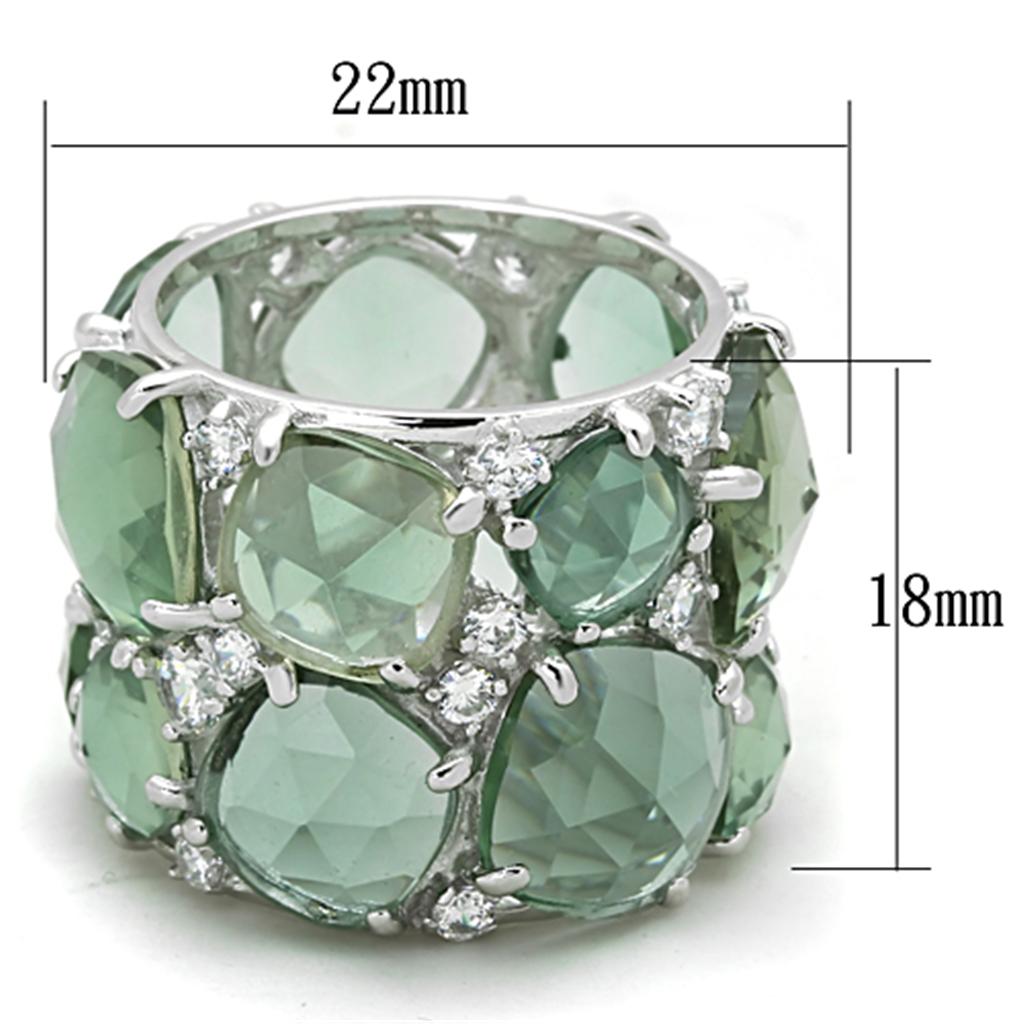 Sage Green & Clear Stone Sterling Silver Statement Ring – Rhodium Plated Chunky Cocktail Jewelry Lysandra Luxe