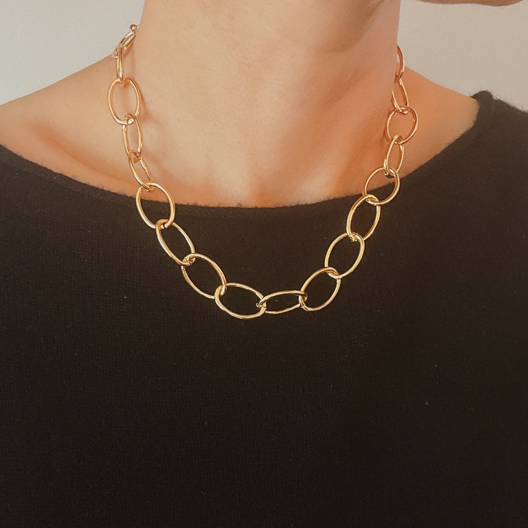 Cosmopolitan Charm Necklace – Gold Chain Necklace for Women, 18K Gold Plated Stainless Steel, Modern Office Jewelry