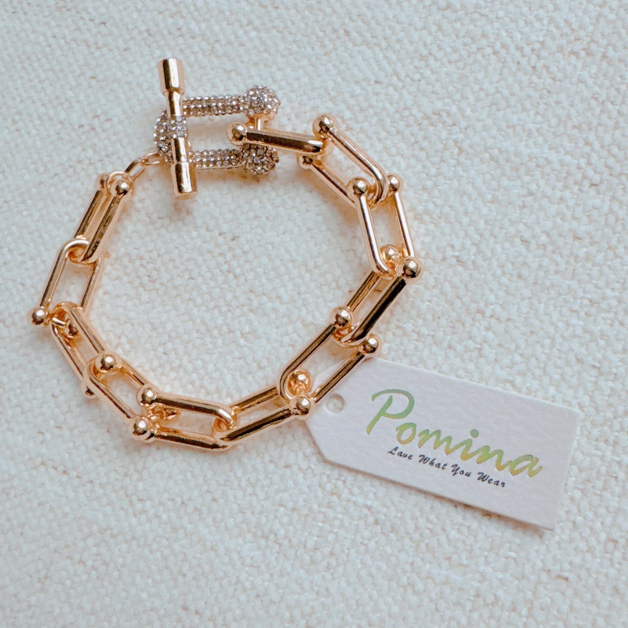 Pavé Toggle U Chain Link Bracelet – Modern Statement Bracelet with Sparkling Accents Lysandra Luxe